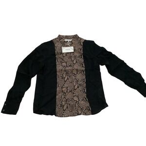 FRAME Black Snake Print‎ Silk Button Down Shirt Top Blouse S P
